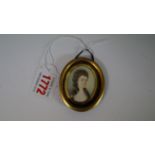 English School, late 18th century, head and shoulders portrait miniature of a lady, 4.4 x 3.