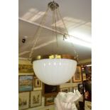 An opaque moulded white glass ceiling light, 36cm diameter.