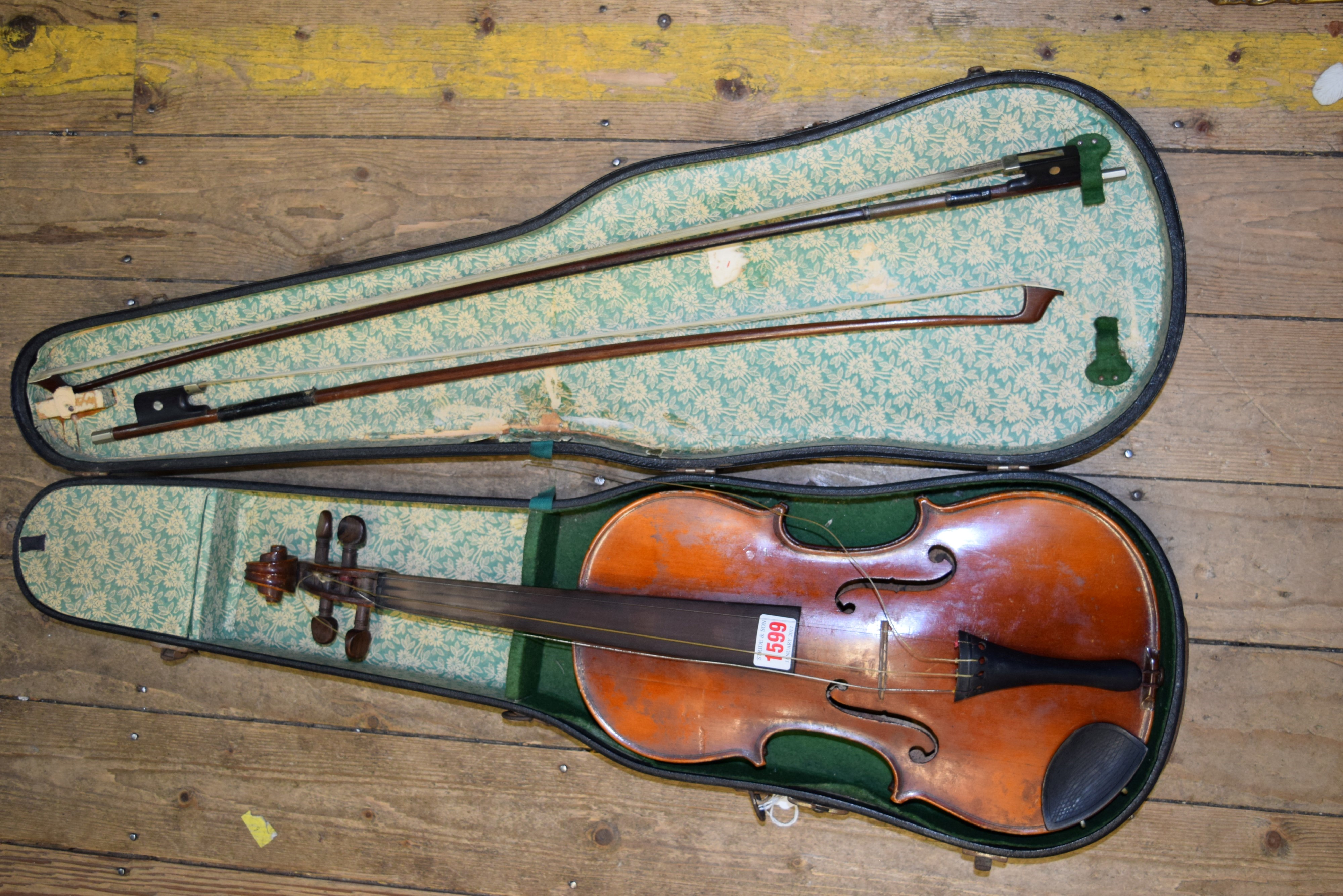 An early 20th century Continental violin, labelled Dulcis et Fortis, with 14 inch back,