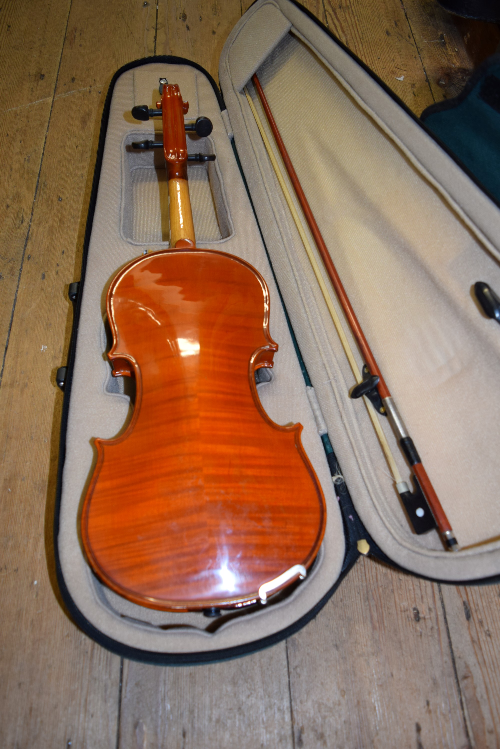 Three various children's violins, two with 12 inch backs and one with 12½ inch back, - Image 10 of 16