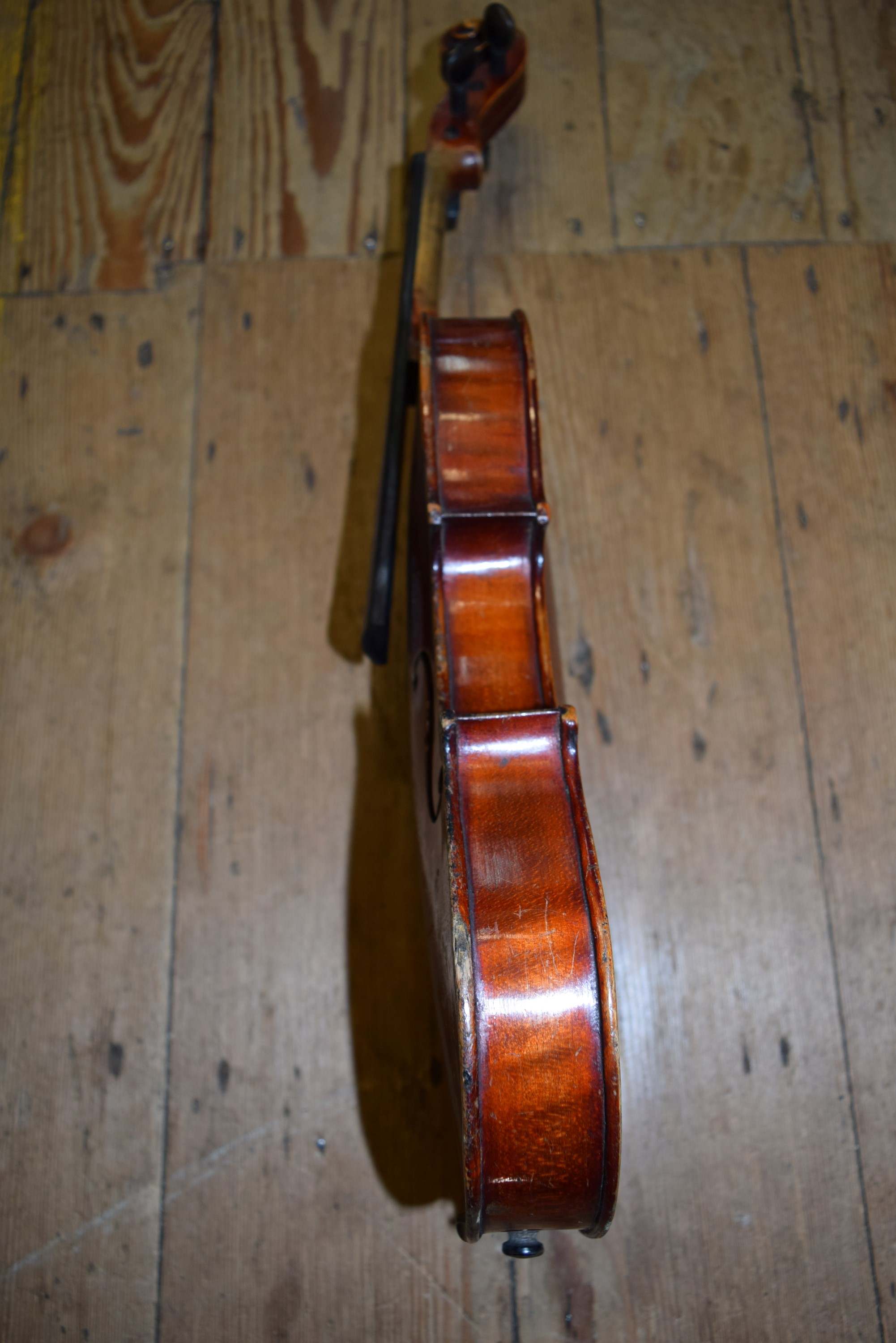 Three various violins, with 12, 12½ and 13 inch backs respectively, each boxed. - Image 4 of 13