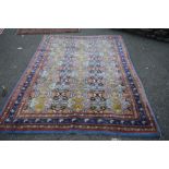 An Indian rug probably Agra, with allover geometric design and part cotton pile, 240 x 183cm.