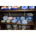 A collection of Wedgwood jasperware.