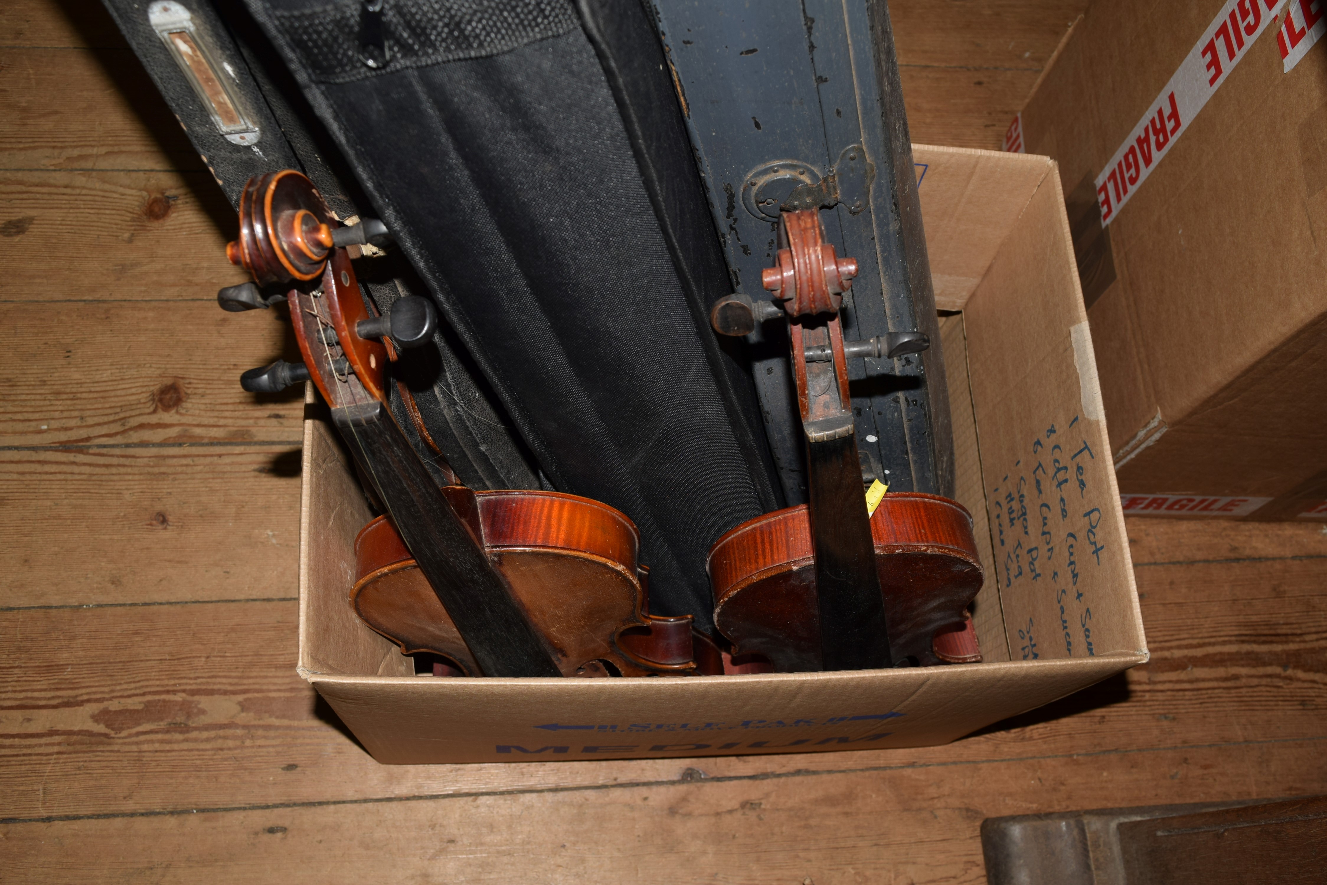 Five various violins, three cased. - Image 2 of 2