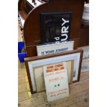 Two framed bus destination signs,