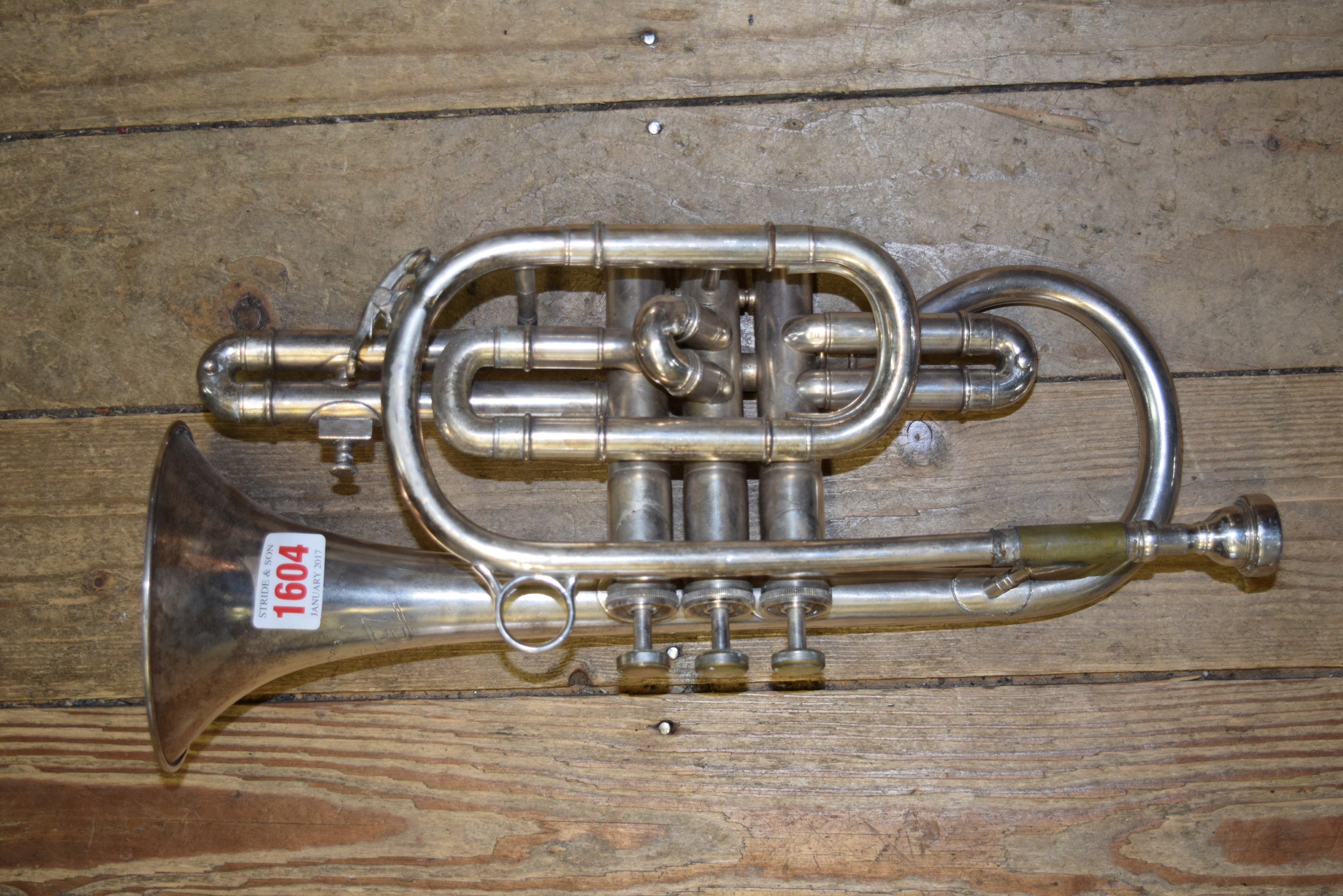 An electroplated cornet, by Besson.