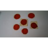 A collection of six early 19th century red wax seal impressions, to include Turkish examples.