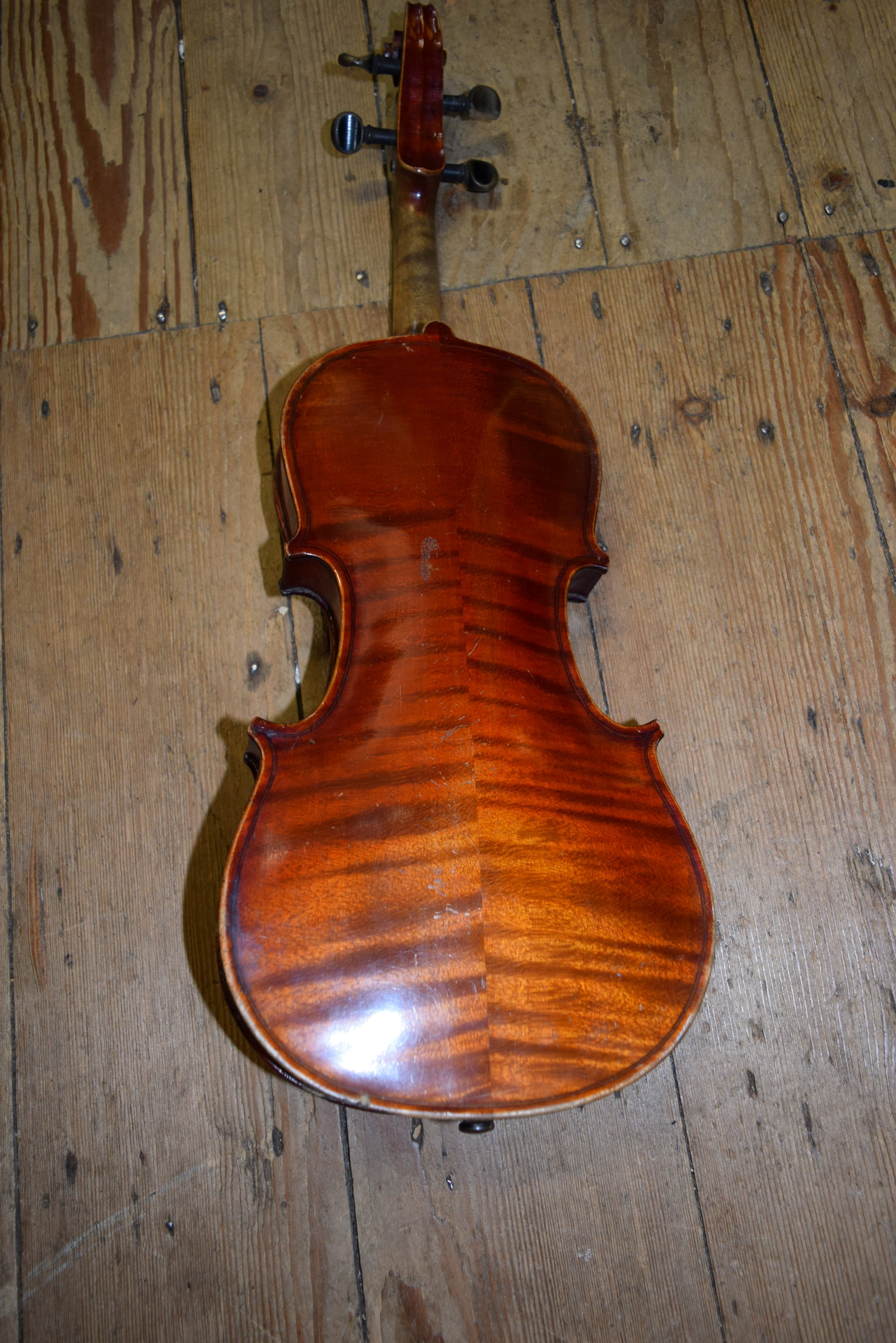 Three various violins, with 12, 12½ and 13 inch backs respectively, each boxed. - Image 5 of 13