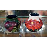 Two Moorcroft small vases, circa 2002 & 2007, the former tube lined with anenomes,