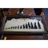 An antique silhouette, 17 x 41cm Condition Report: Condition generally good,