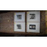 A set of four pencil signed prints; and another old print.