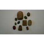 Antiquities: a collection of Egyptian scarabs and other items.