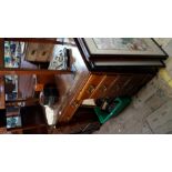 An old mahogany inverted breakfront pedestal desk, 122cm wide.