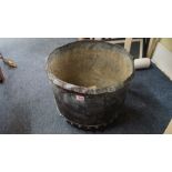 An antique copper log bin, 43.5cm diameter.