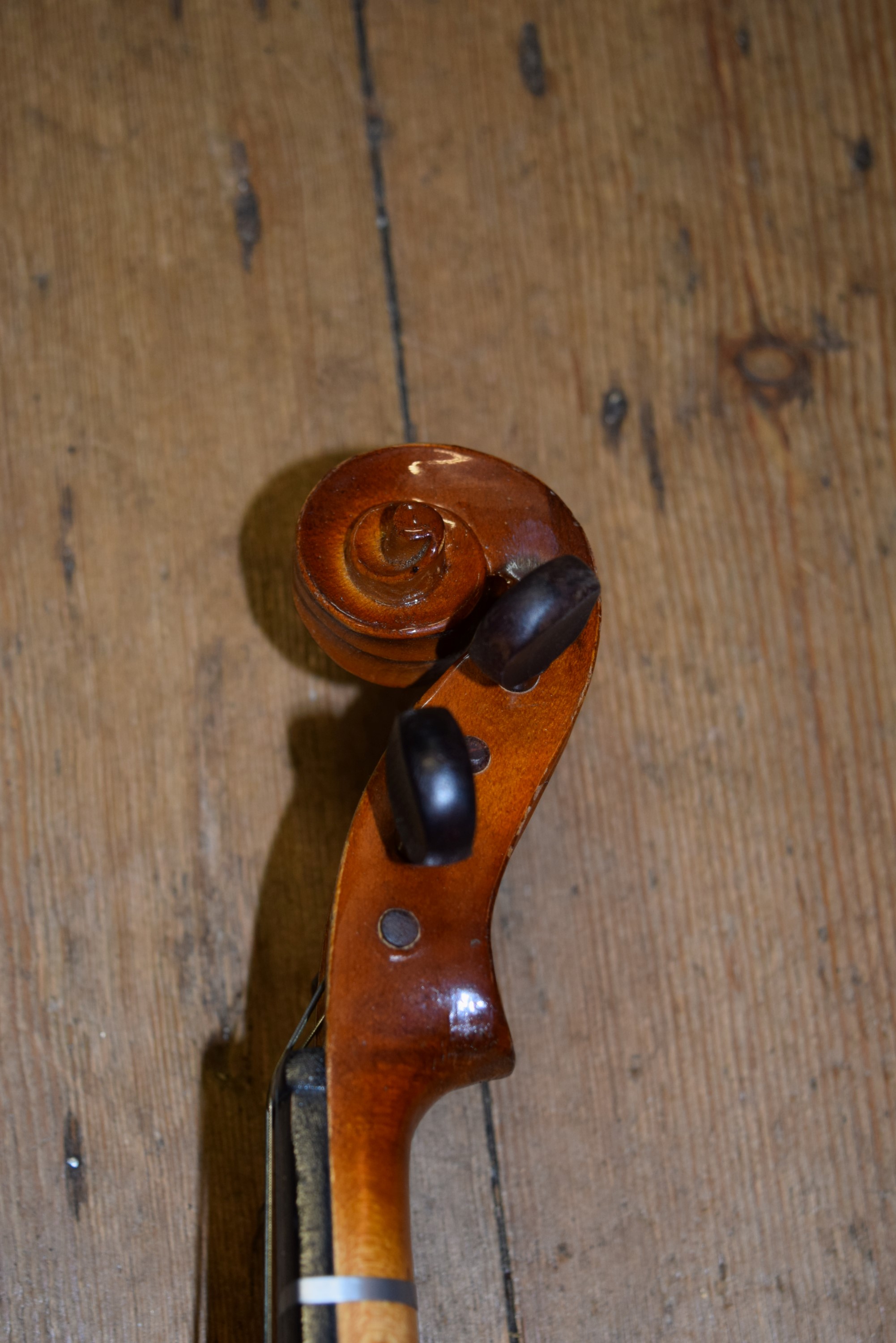 Three various violins, with 12, 12½ and 13 inch backs respectively, each boxed. - Image 4 of 13