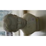 An early 20th century carved carrera marble bust of a young boy, height 37cm.