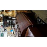 A good reproduction mahogany and inlaid cylinder bureau, 91.5cm wide.