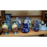 A mixed lot of pottery and porcelain, to include: a pair of Royal Bonn twin handled vases,