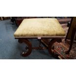 A Victorian rosewood and upholstered stool.