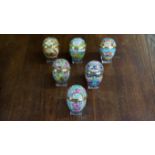 Six Halcyon Days enamel Easter eggs, comprising: 1996-2001 inclusive.