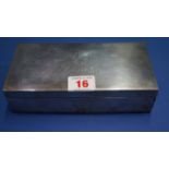 A silver rectangular cigarette box, by H & I, 17.8cm.