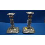 A pair of Victorian silver candlesticks, by Horace Woodward & Co, London 1892, 17.5cm, weighted.