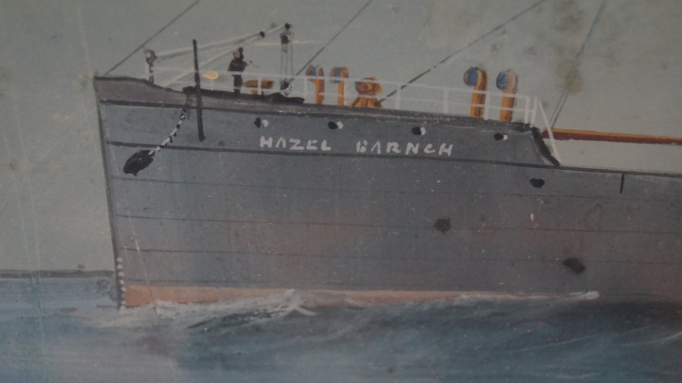 * Roberto, The Steam ship "Hazel Branch", signed and inscribed Genova, gouache, 34 x 54.5cm. - Image 4 of 5