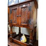 A reproduction stained beech bedside cupboard, 50cm wide.