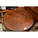 A late 19th century rosewood and inlaid circular occasional table, with platform undertier, 55.