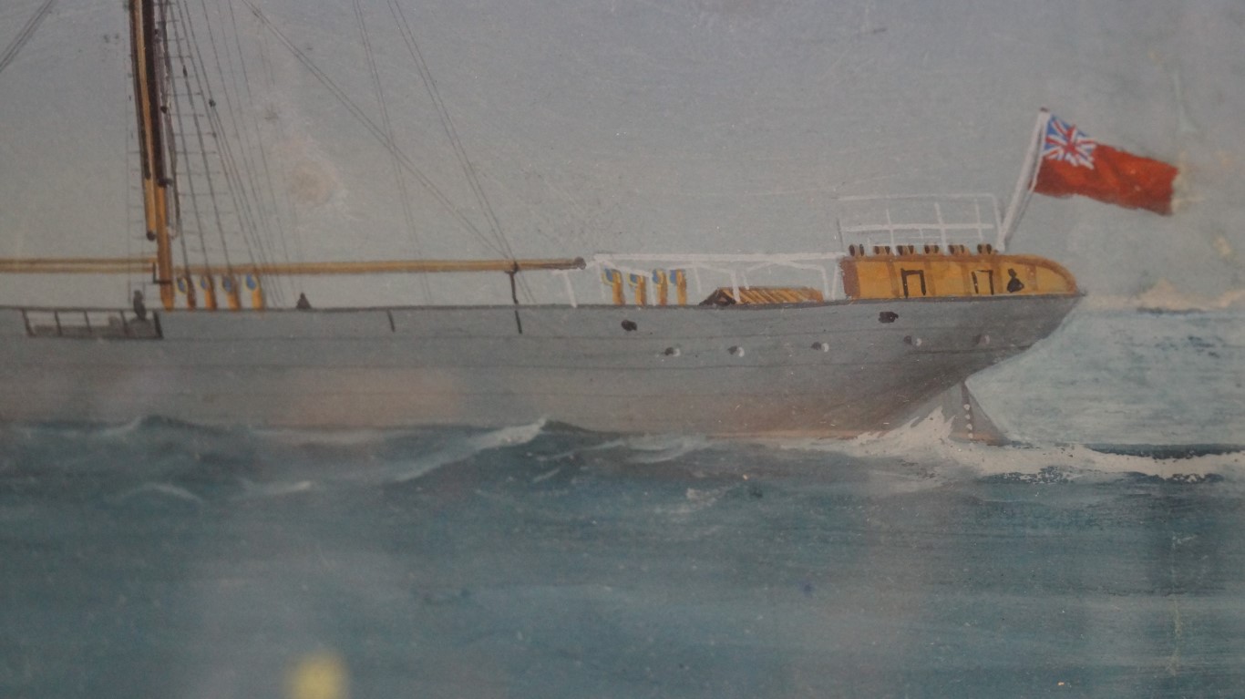 * Roberto, The Steam ship "Hazel Branch", signed and inscribed Genova, gouache, 34 x 54.5cm. - Image 5 of 5