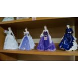 Four Coalport figures comprising: 'The Jubilee Rose'; 'Midnight Masquerade'; 'Lady Helen';