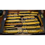 A collection of Triang OO gauge Union Pacific locomotives, wagons and tenders.