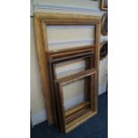 A collection of six old gilt frames, to include one with part ebonized decoration and a pair,