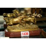 P J Mene, a gilt bronze figure group of two horses,