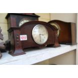 Four old mantel clocks; together with a cuckoo type clock.
