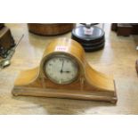 An Edwardian rosewood and inlaid Wellington timepiece, 31.5cm wide.