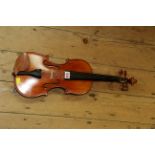 An Eschini violin, with 14 inch back, in padded case.
