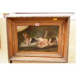 Manner of George Armfield, a pair of terriers, unsigned, oil on board, 22 x 34.5cm.