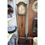 A 1930s small oak longcase clock, 166.5cm high.