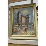 Caroline Burnett, Parisian street scene, signed, oil on canvas, 39.5 x 29.5cm.