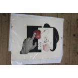 Mario Martin Del Campo, portrait with apples, signed, dated 84 and numbered 73/180, colour print I.