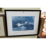 A photographic print of Concorde and The Red Arrows, signed by the pilots and dated 1980, 39.5 x 49.