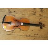 A circa 1900 Continental violin, labelled 'Jean Baptiste Vuillaume', with 13¼ inch back,