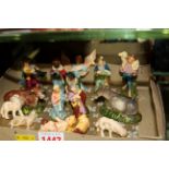 A set of painted composition nativity figures. Condition Report: Of no great age.