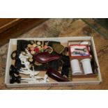A mixed lot, to include: a cased meerschaum pipe; small quantity of coins; cake decorations, etc.