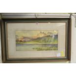 S E Hall, 'In the Austrian Tyrol', signed and titled, watercolour, 24 x 49cm.