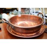 A Victorian twin handled copper preserving pan, 44.