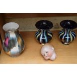 An old cut glass pedestal bowl; together with a bisque doll head; and others.