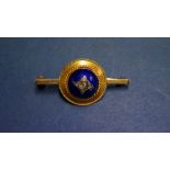 An unmarked blue enamel and diamond bar brooch, (a.f.).