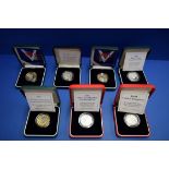 Seven silver proof £2 commemorative coins, comprising; 2005 D-Day, 1994 Bank of England, (2),